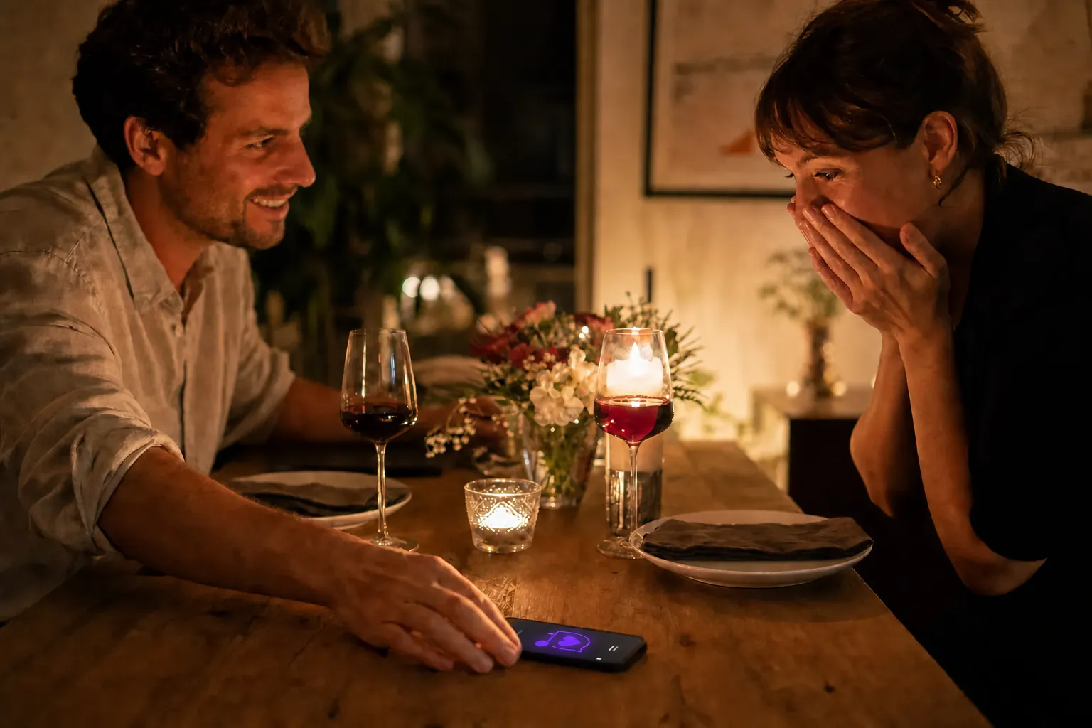 Paar feiert seinen Jahrestag und hört sein persönliches Lied